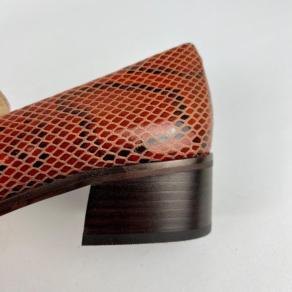 Vince Camuto Womens Satillie Brown Leather Snake Pointed Toe Loafer Shoes size 7 - Picture 11 of 16